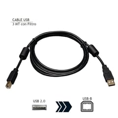 GENERICO - Cable USB 2.0 para impresora escáner 3 metros C/Filtro