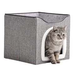 GENERICO - Cama cerrada para gato tipo cubo - Gris