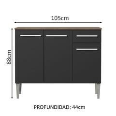 MADESA - Mueble de Cocina Emilly - Mostrador 105 cm x 44 cm