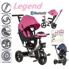 EBABY - Triciclo Guiador 3 En 1 USB Bluetooth LEGEND EB362 -Rosado