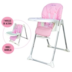 BABY KITS - Silla de Comer ELEGANT Regulable Reclinable y Plegable rosa