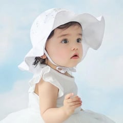 KAST PE - Sombrero bebe niña gorro ala ancha -Blanco