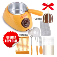 GENERICO - Kit Olla Chocolatera mostaza electrica con utensilios para reposteria