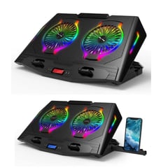 CYBERCOOL - Cooler Laptop Gamer Rgb 5 Niveles Con Base Celular