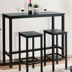 VENTITAS HOME - COMBO Bar Mesa + 2 Sillas Negro