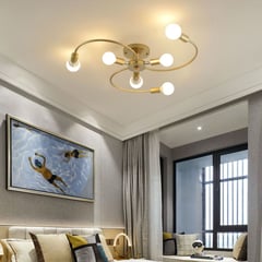 HOME NEAT - Lámpara colgante modelo flor 6 luces color oro