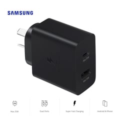 SAMSUNG - Cargador de Pared Duo USB-C Y USB-A TA220NBGCA 35W carga Super Rapida