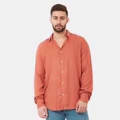 SAN COSME - Camisa Manga Larga Hombre Lacre Lino Rayon