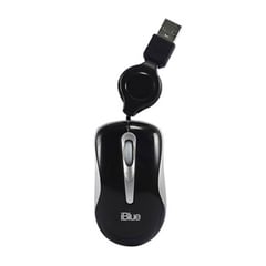 IBLUE - XMK-977-BK Micro Mouse Retráctil Alámbrico Portátil Negro