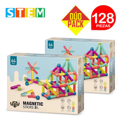 STM - Bloques magnéticos didácticos STEM 64pz DÚO PACK 128 piezas