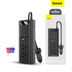 BASEUS - Inversor Corriente 150W USB USB-C Pantalla LCD Auto