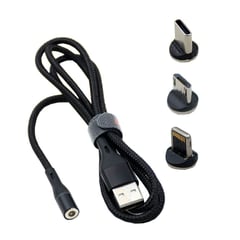 MOXOM - MX-CB37 Cable Magnético con 3 Adaptadores de 2.4A - Negro