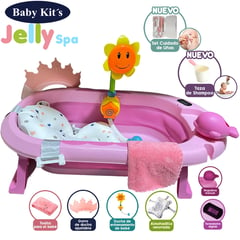 BABY KITS - Tina Bañera Plegable JELLY SPA Con Termómetro Rosado 2024