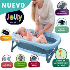 BABY KITS - Bañera Tina de Baño Plegable JELLY Termómetro 6 Accesorios