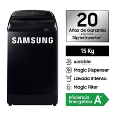 SAMSUNG - Lavadora Samsung Digital Inverter 15Kg WA15T5260BVPE Negro