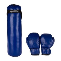 SPORT FITNESS - Saco de boxeo para niños con guantes - - azul