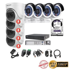 HIKVISION - kit 8 Cámaras Seguridad FULLHD + 4TB + AUDIO