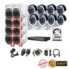 HIKVISION - Kit 16 Cámaras Seguridad FULLHD + 4TB + AUDIO