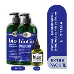 DIFEEL - EXTRA PACK - Biotina 1L SHAMPOO ACOND y ESTIM DE RAIZ