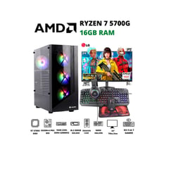 AMD - COMPUTADORA GAMER RYZEN 7 5700G COMPLETA, RAM16GB, 500GB M.2, MONITOR 24" FHD