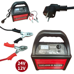 SAFARI - Cargador portatil de baterias 12v y 24v 15 Amperios 190W Auto moto