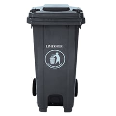 LIMCOFER - Contenedor de basura con pedal de 120 Litros NEGRO