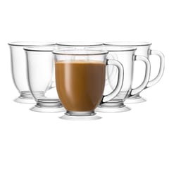 INSPIRA - Juego de 6 Tazas de Vidrio para Café 440 ml