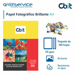 GENERICO - Papel Fotográfico Brillante A4 CBIT 100h 115g