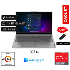 LENOVO - Laptop V15 G4 AMD Athlon Silver 7120U 8GB RAM 1TB SSD+1TB HDD EXT + Regalo 128GB USB