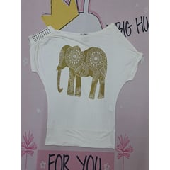 GENERICO - Polo Blusa BEIGE ELEFANTE BRILLOS TALL M L De Alcoba.