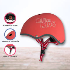 OLLIE - Casco Protector Regulable Para Niño »XS KIDS » Red