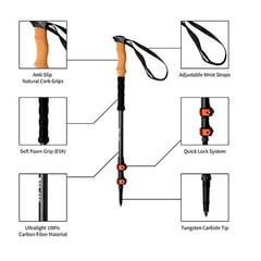 GENERICO - Baston De Trekking Mango Corcho Aleacion De Aluminio Camping