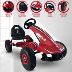 BEAUTIFUL - Carro a Pedal GO KART para Niños »RALLY AVENTUR» Red