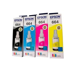 EPSON - SET 4 TINTAS T664 SISTEMA CONTINUO L395 L380 L575 L555
