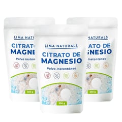 LIMA NATURALS - Citrato de Magnesio 200 g Pack x 3