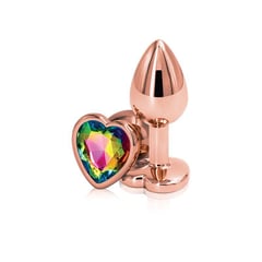 GENERICO - Plug De metal S rosado con cristal arcoiris