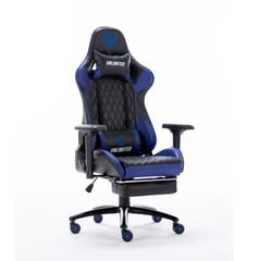 UNLIMITED - SILLA GAMER ERGONÓMICA GOD AZUL POSAPIES RECLINABLE BASE METALICA