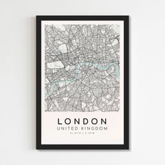 GENERICO - Cuadro Decorativo Mapa LONDRES 60cm x 40cm Marco Negro