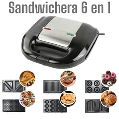 OEM - RAF 6 en 1 Máquina para Donas Sandwich Grill Waffles Donas