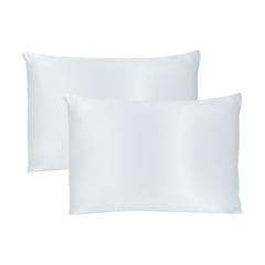 NIENNA HOME - Tamaño Queen / Pack de 2 Fundas de Seda Para Almohada Color Blanco.