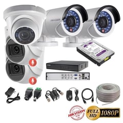 HIKVISION - Kit 5 Cámaras Seguridad FULLHD + 1TB + AUDIO + Cable