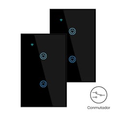 OEM - Conmutador Inteligente Wifi 2 Botones Negro Pack 2 Unidades