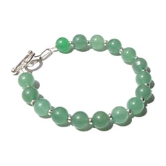 GENERICO - Pulsera de Cuarzo Jade con Detalles en Plata 1Ley