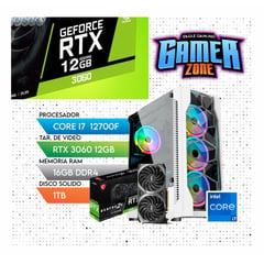 INTEL - Computadora PC Gamer Core i7 12TH + RAM 16GB + SSD 1TB + VIDEO RTX 3060 12GB