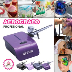 GENERICO - KIT AEROGRAFO PROFESIONAL MULTIUSO MORADO