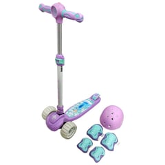 FLASH - Scooter 3 Rueda Infantil Luces Led Musical Plegable LILA