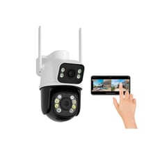 IMPORTADO - Cámara IP A28B Wifi Ptz Doble Lente 360 Exterior Sirenas Alarma