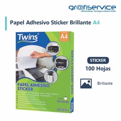 Papel Adhesivo Sticker Brillante A4 Twins 100h 135g