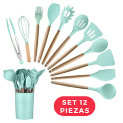 OEM - Set 12 Piezas de Utensilios de Silicona Verde