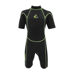 BOZ - Wetsuit de verano color negro y verde neón para niños unisex